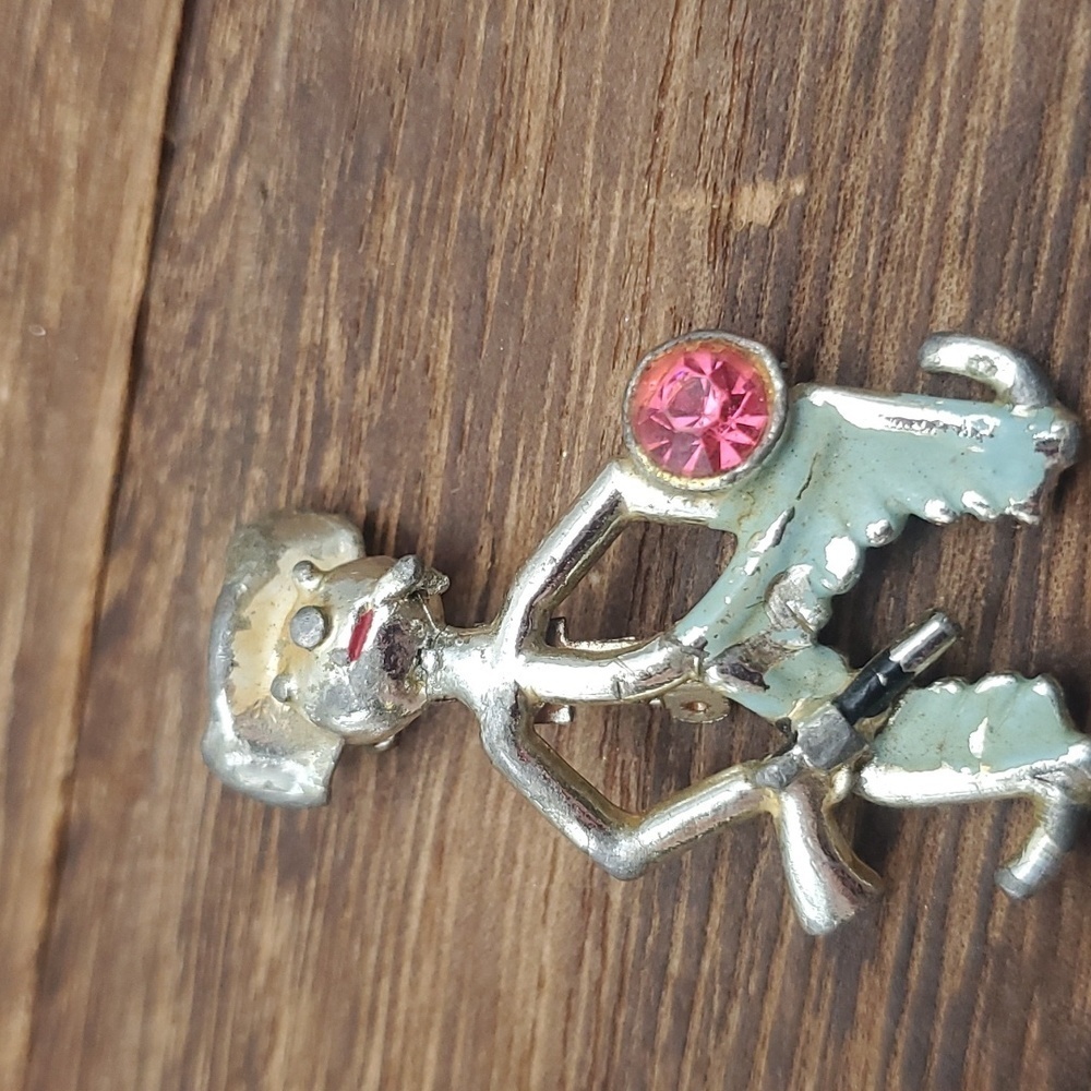 Crystal pink topaz cowgirl cowboy rustic distressed vintage brooch‎ folksy B410